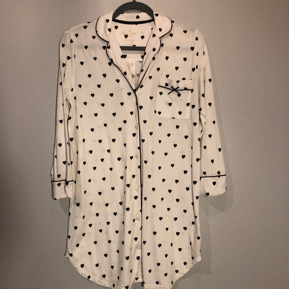Kate Spade Button Down Sleep Shirt with Hearts